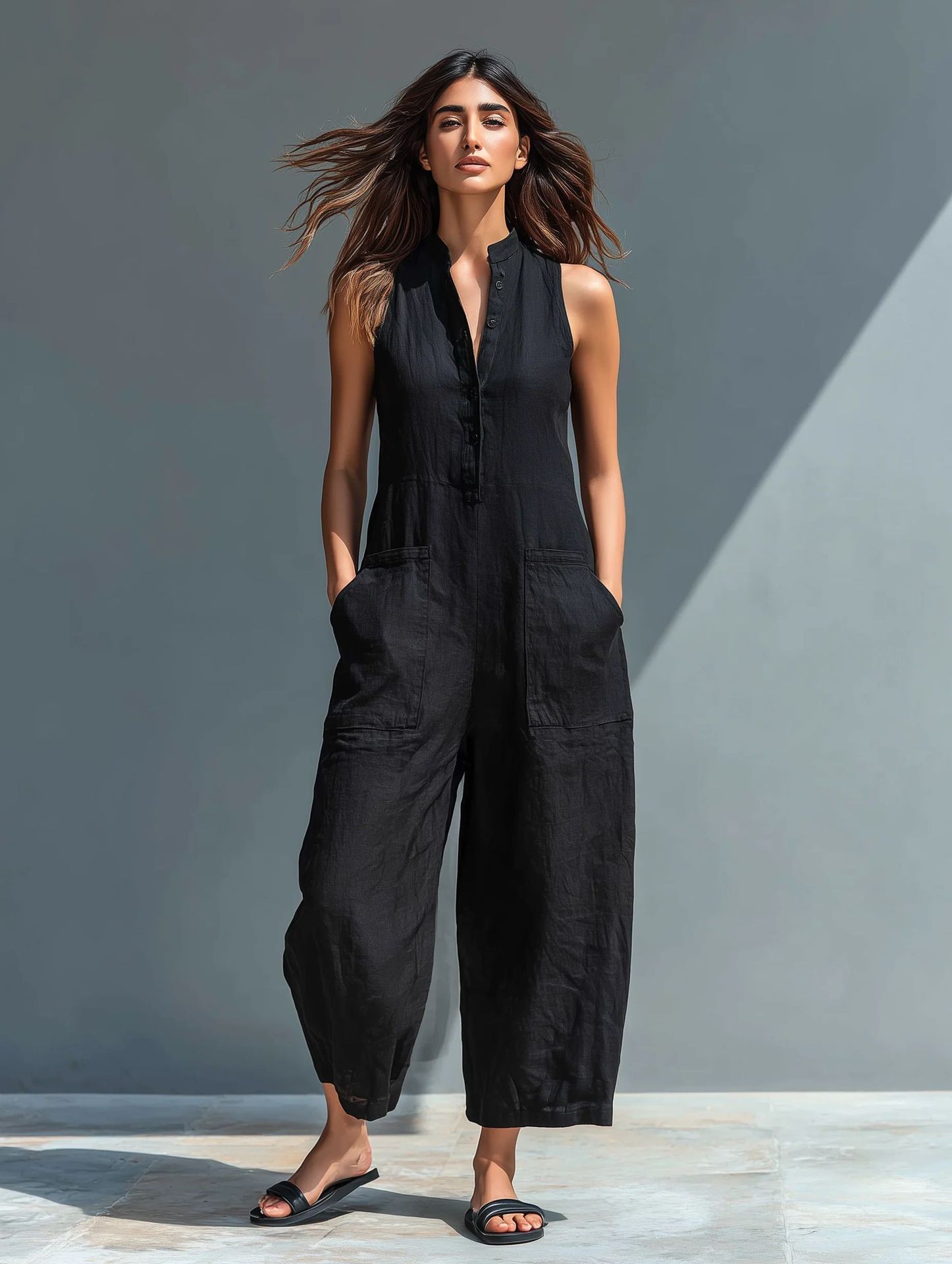 Summer Women's Clothing Sleeve - Jumpsuit Linen Relaxed reseña y precio
