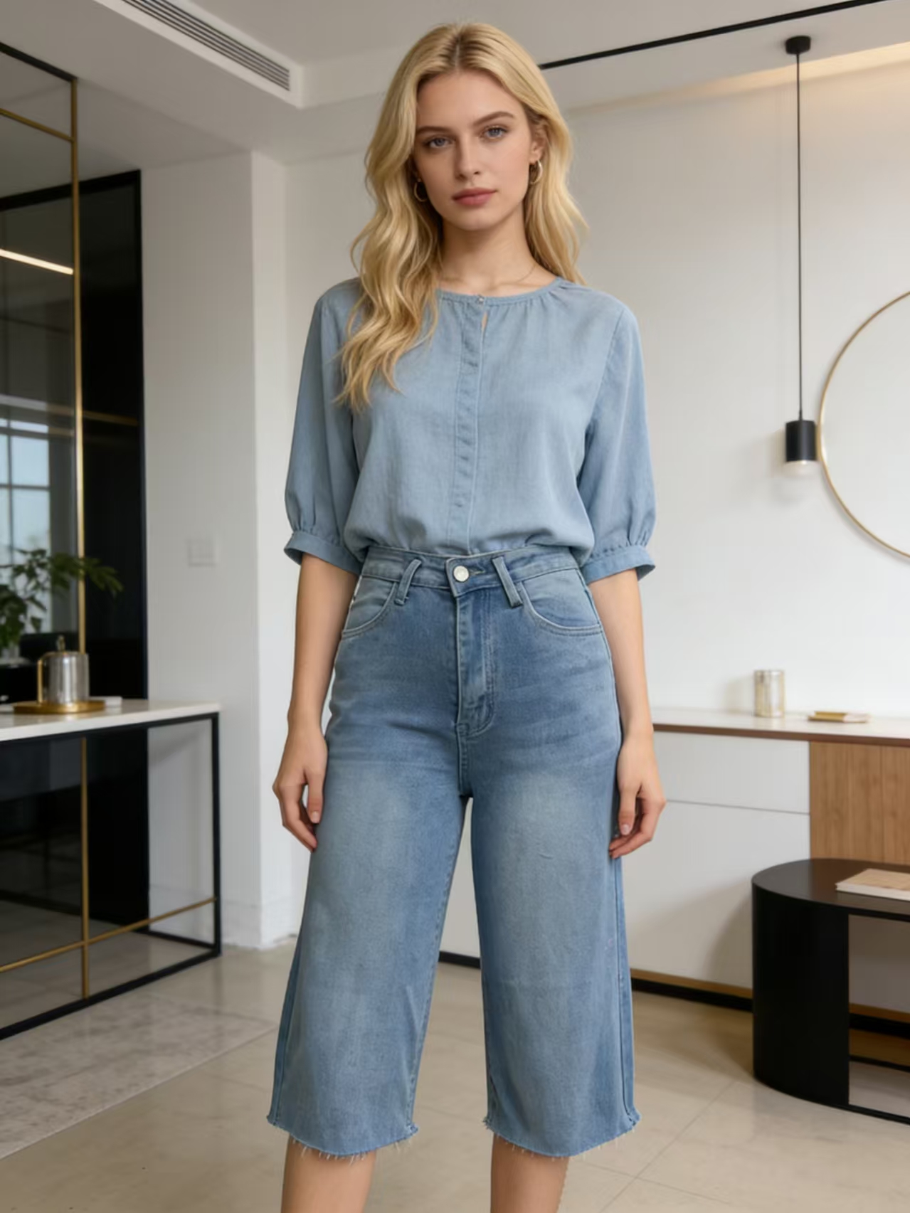 Women's High Waisted Denim Ber - Shorts Denim Frayed reseña y precio
