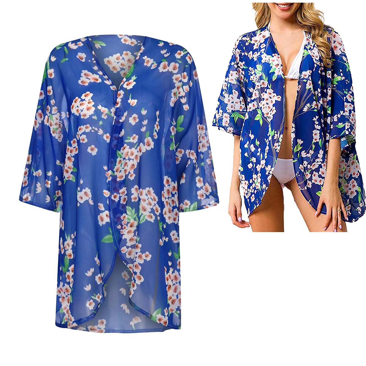 Women's Loose Sheer Chiffon Ki - Kimono Sheer Floral reseña y precio