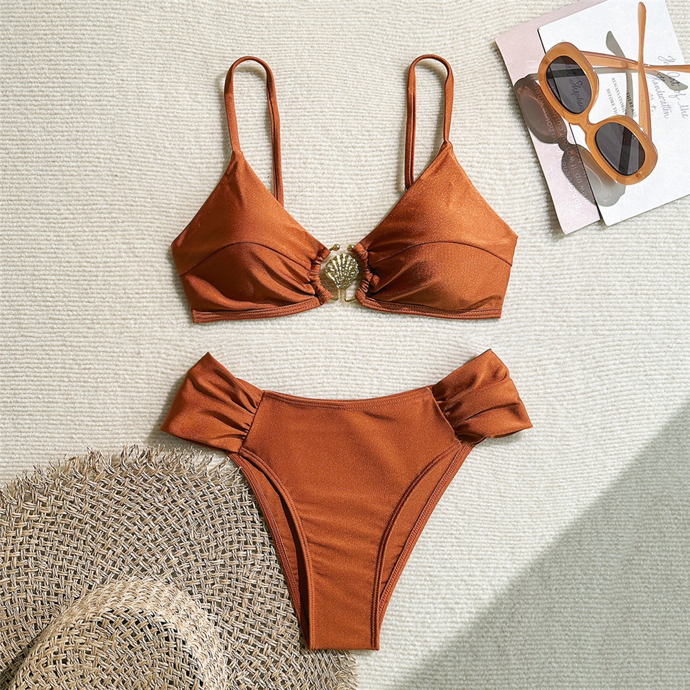 Metal Shell Ring Swimwear Sexy - Swimsuit Bikini Ruched reseña y precio