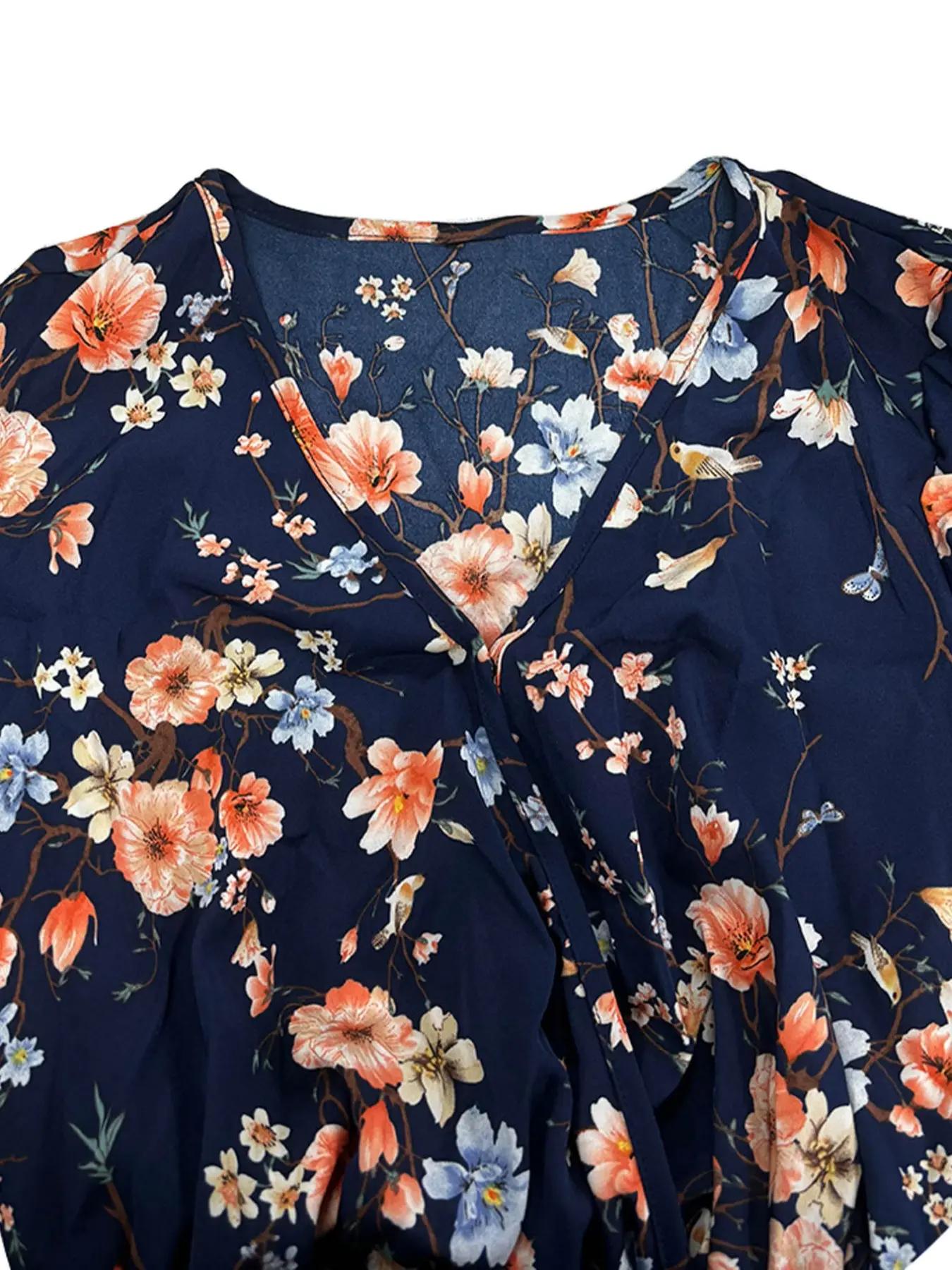 【Plus Size】 Floral Print Tie S - Romper Floral Print reseña y precio