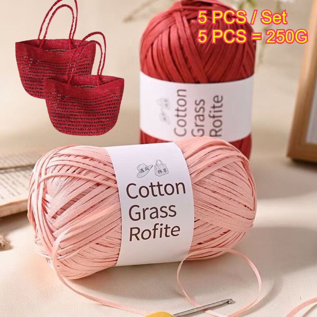 5PCS 250g Raffia Paper Rope Kn - Crochet Bag Raffia reseña y precio