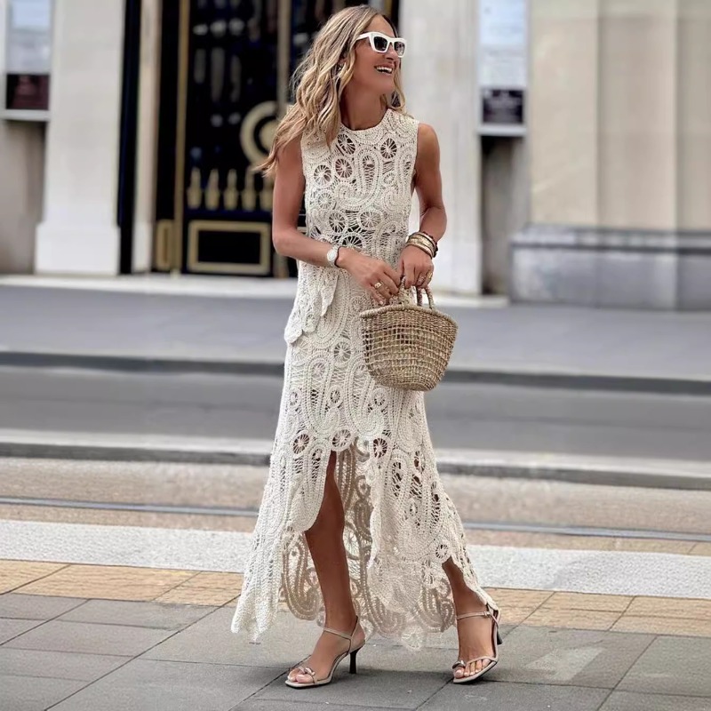 Elegant White 2 Piece Crochet  - Crop Top Crochet reseña y precio