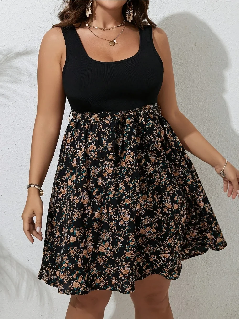 Plus Size Dress Summer Knit Fl - Romper Floral Print reseña y precio