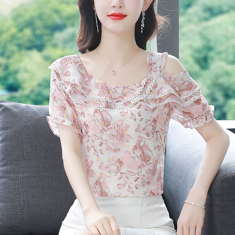 High-end Chiffon Short-sleeved - Romper Floral Print reseña y precio
