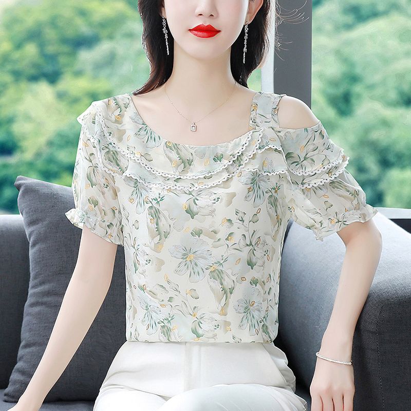High-end Chiffon Short-sleeved - Romper Floral Print reseña y precio