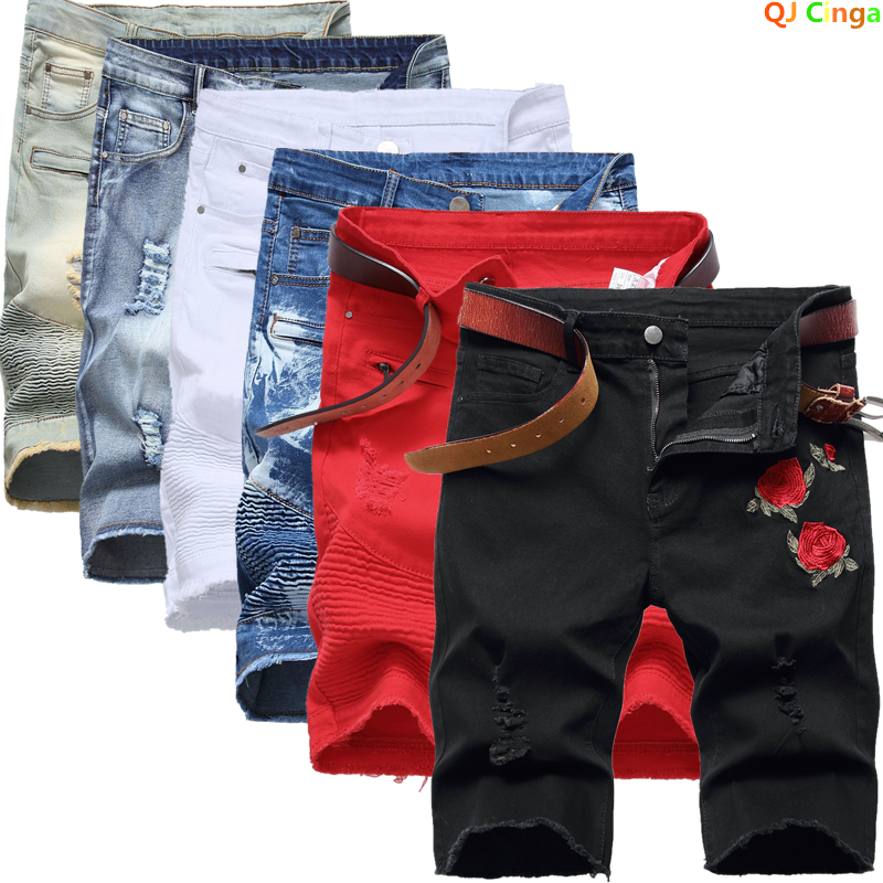 2026 Summer Men's Red Rose Emb - Shorts Denim Frayed reseña y precio